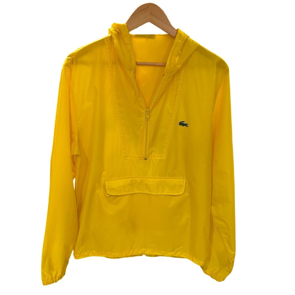 Vintage Men's IZOD LACOSTE Yellow Zip Anorak MEDIUM Pullover Windbreaker Pocket